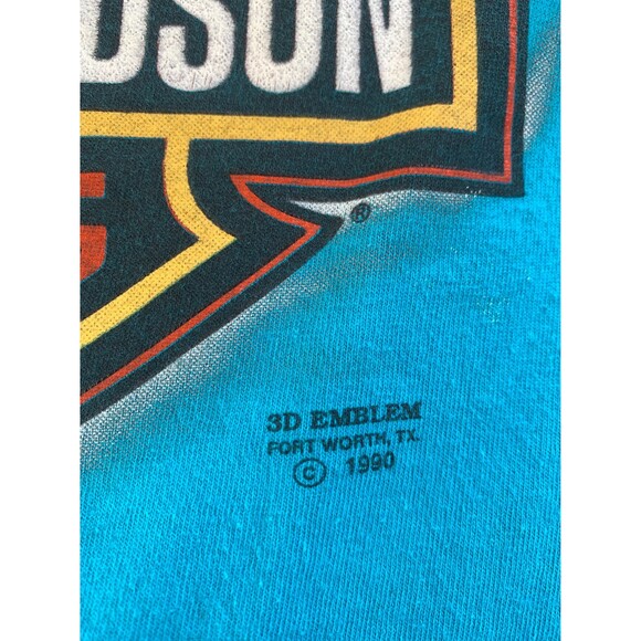 Vintage 90s 3D Emblem Fort Worth Tx  Harley Davidson Cropped T-shirt  Size M - Picture 3 of 8